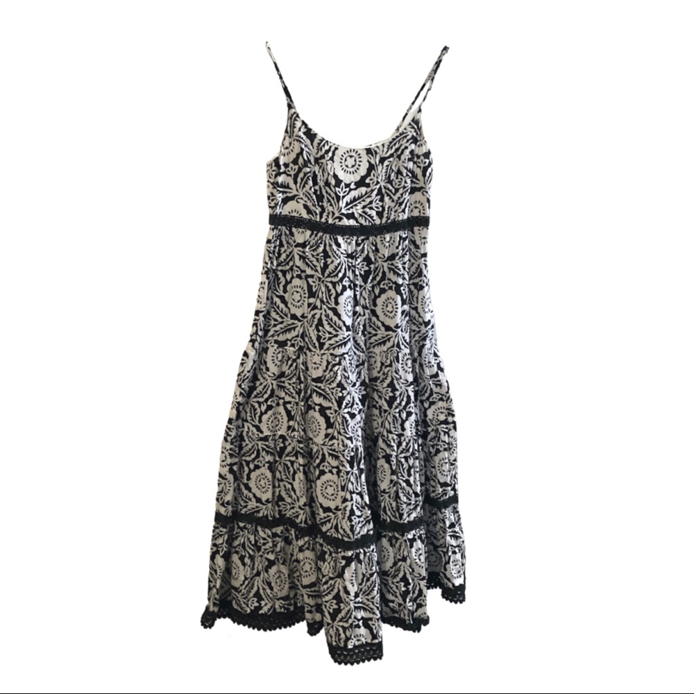 Black and white floral maxi dress.